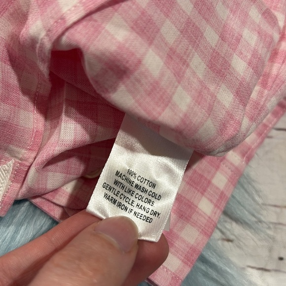 NWT UNTUCKit Calina Women’s Pink & White Gingham Long Sleeve Button Down Shirt - Picture 9 of 9